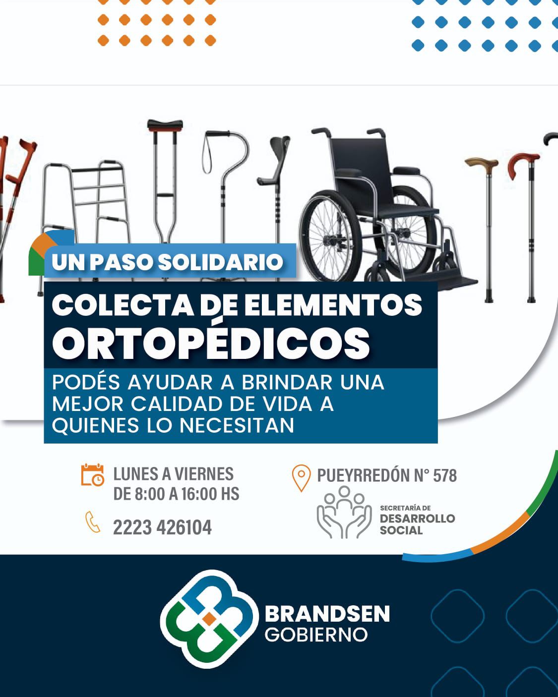 DESARROLLO SOCIAL IMPULSA UNA COLECTA SOLIDARIA DE ELEMENTOS ORTOPÉDICOS
