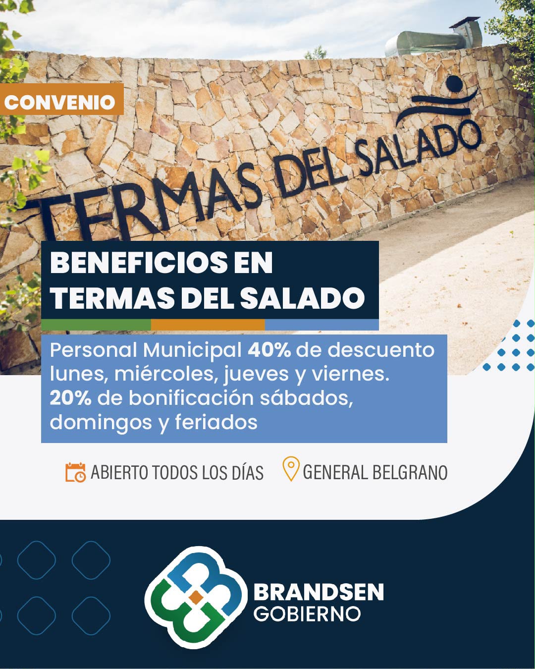 La Municipalidad de Brandsen firmó un convenio con Termas del Salado para otorgar beneficios al pers