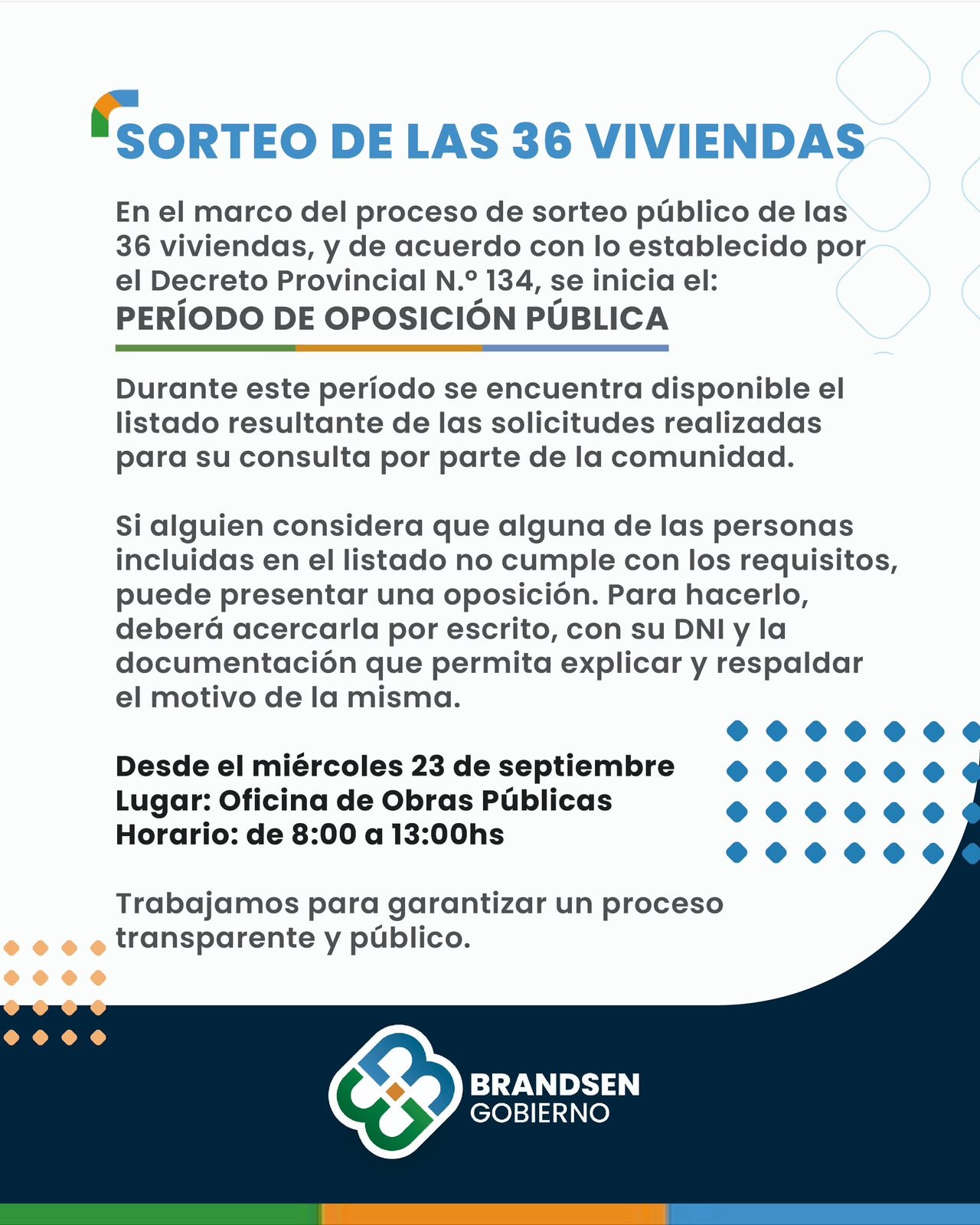 Sorteo de las 36 viviendas: comienza el período de oposición pública